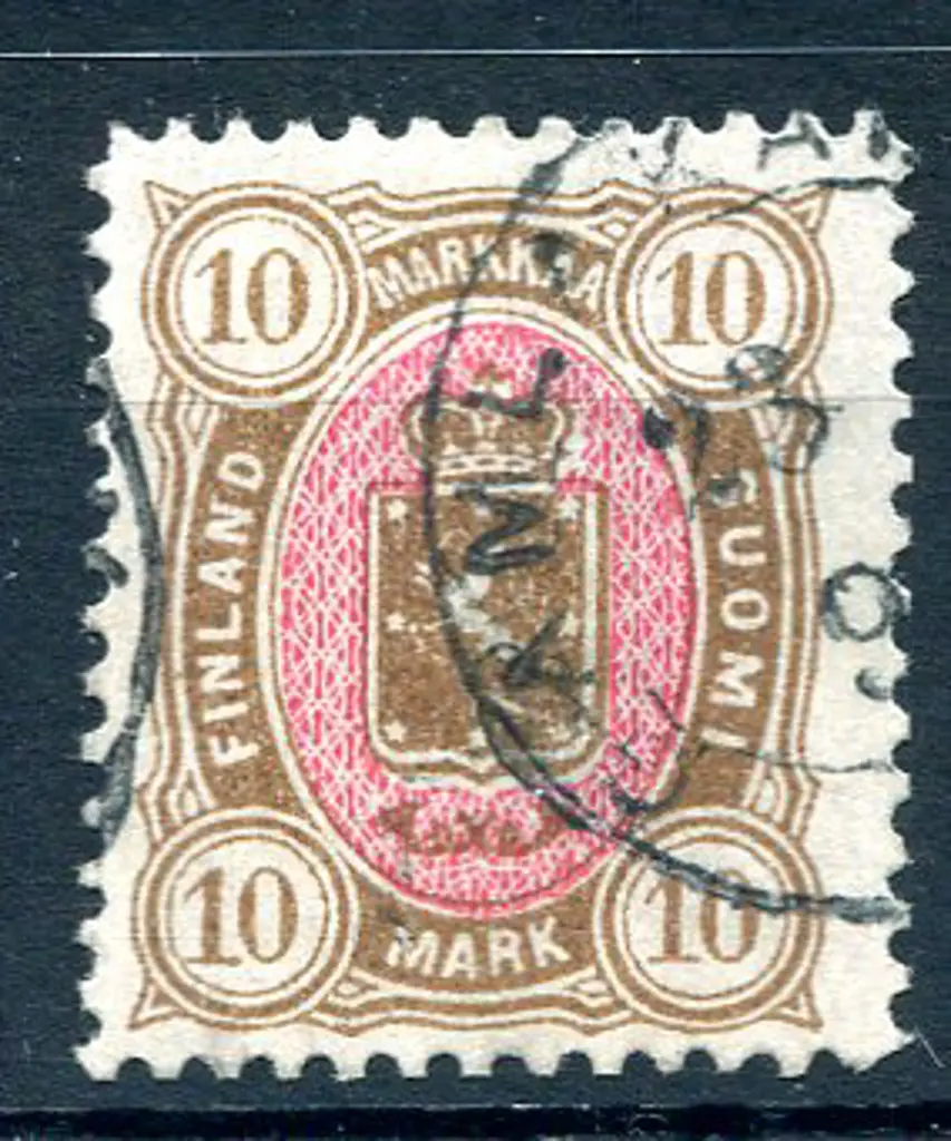 Finland 1885 10m rose & brown. F/U with neat ... Image 1++