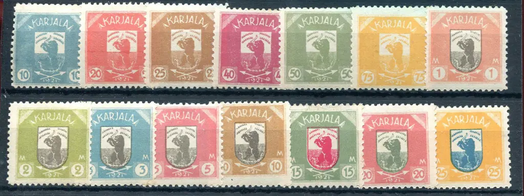 Finland - Karelia 1922 Arms set of 14. MLH. SG ... Image 1++