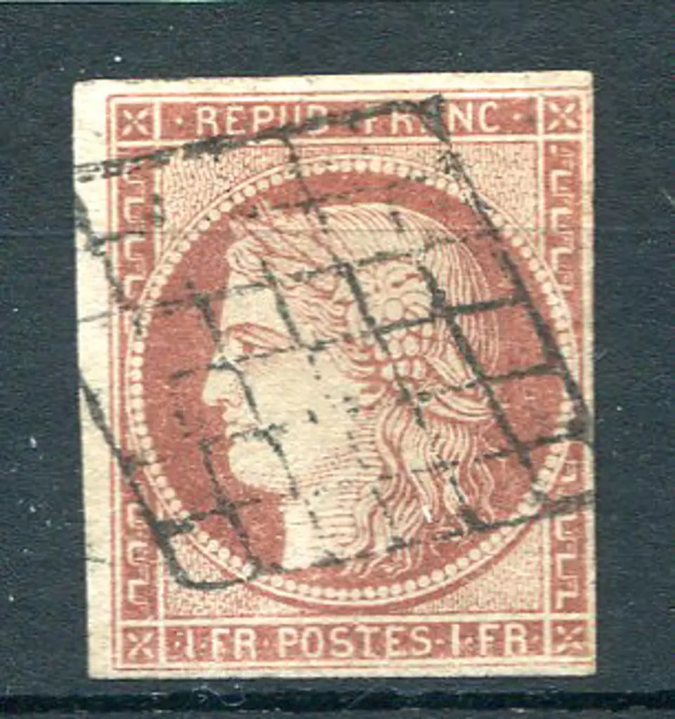 1849/52 1f brown-carmine with 4 clear even ... Image 1++