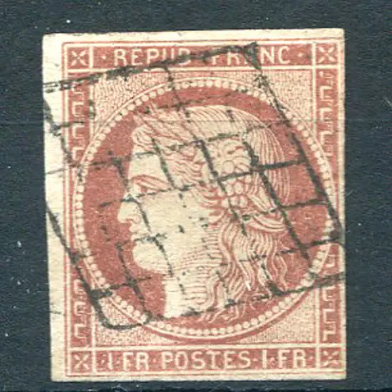 1849/52 1f brown-carmine with 4 clear even ...