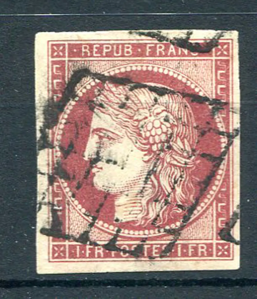 1849/52 1f carmine with jumbo margins. F/U with ... Image 1++