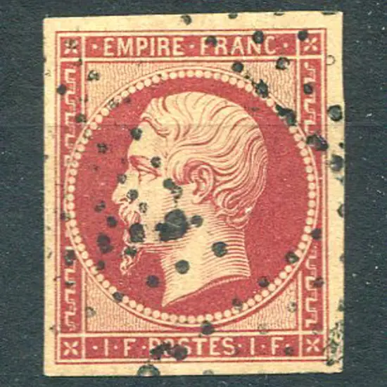 1853/61 1f deep carmine Napoleon with 4 broad ...