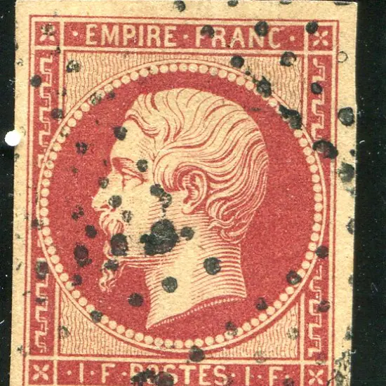 1853/61 1f deep carmine Napoleon with 4 broad ...