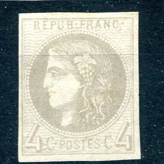 1870/71 4¢ grey Bordeaux  imperf with 4 clear ...