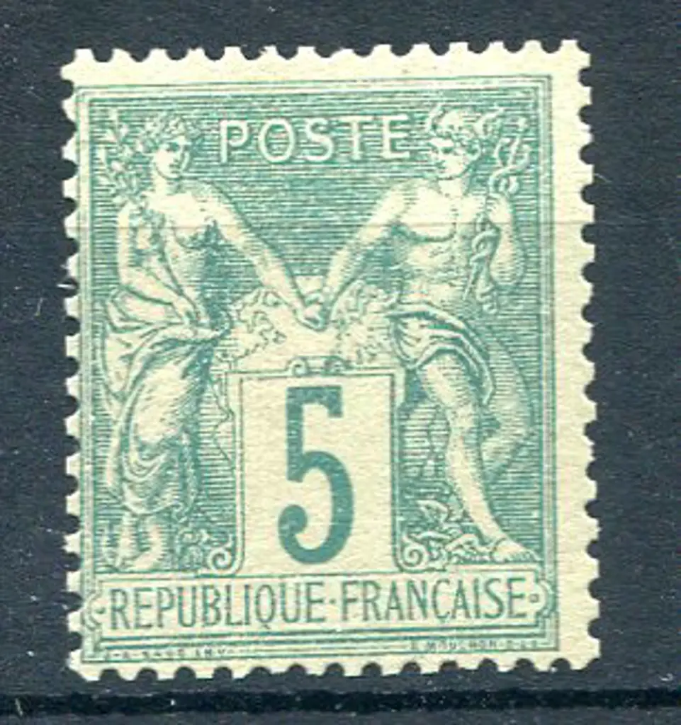1876/85 5¢ bluish-green P&C. MNG. SG 215, Cat. ... Image 1++