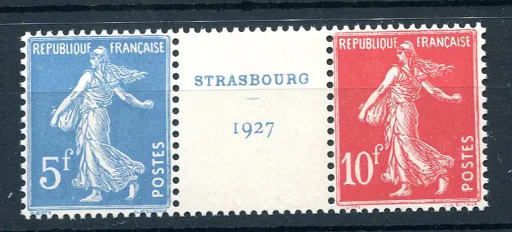 1927 5f & 10f Strasbourg Exhibition gutter pair. ... Image 1++
