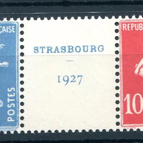 1927 5f & 10f Strasbourg Exhibition gutter pair. ...