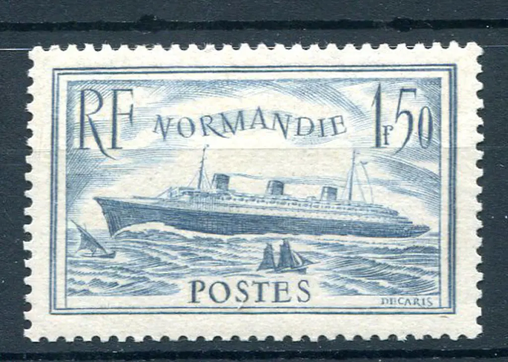 1935 1f50 Normandie in turquoise shade. Fine MLH. ... Image 1++