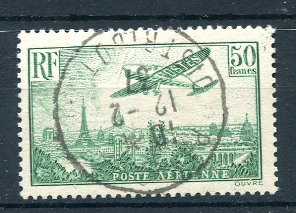 1936 50f green Airmail. Fine used with central ... Image 1++