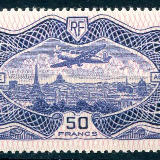 1936 50f ultramarine "banknote" Airmail. Fresh ...
