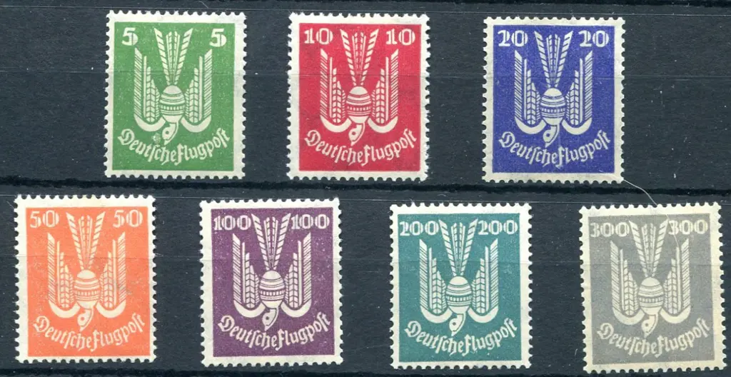 Germany 1924 Airmails set of 7 to 300pf. MLH. SG ... Image 1++