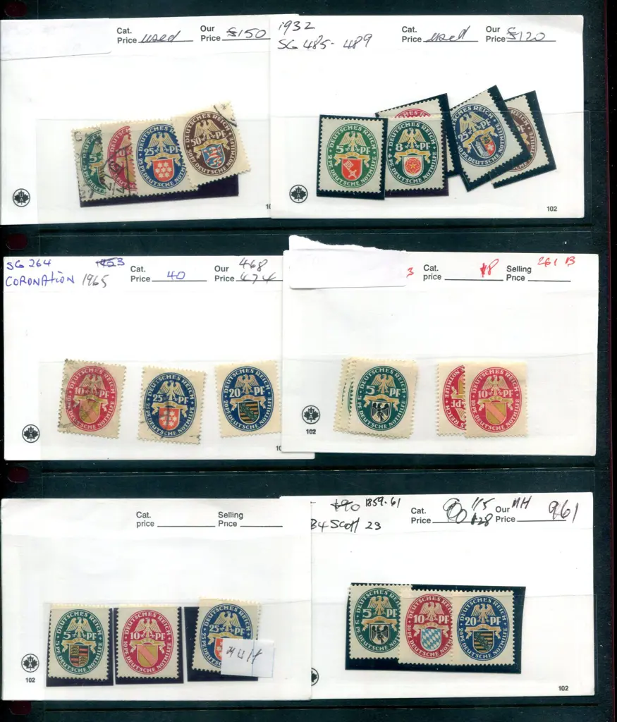 1925-1929 Welfare Fund "Arms" group on small cards ... Image 1++