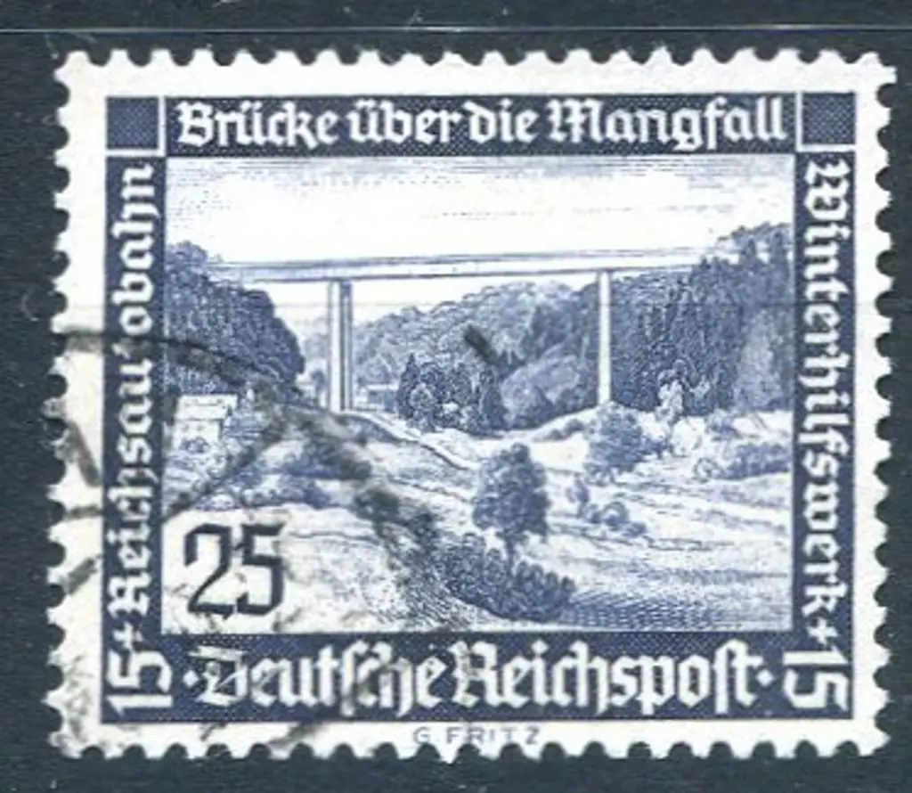 1936 25p + 15pf Winter Relief Fund with vertical ... Image 1++