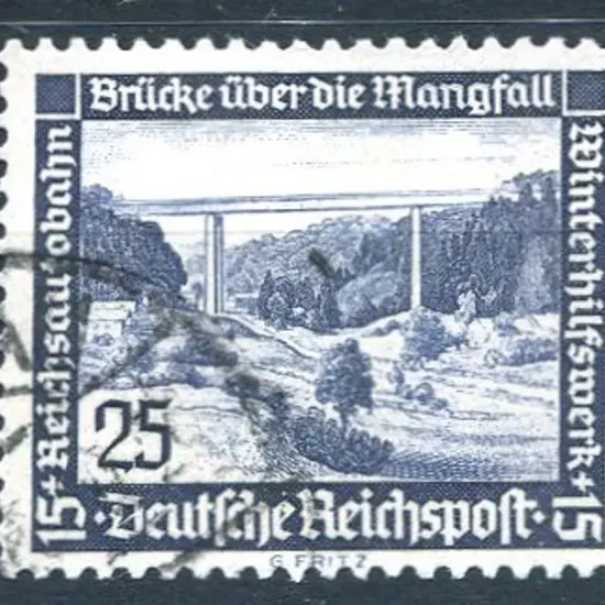 1936 25p + 15pf Winter Relief Fund with vertical ...