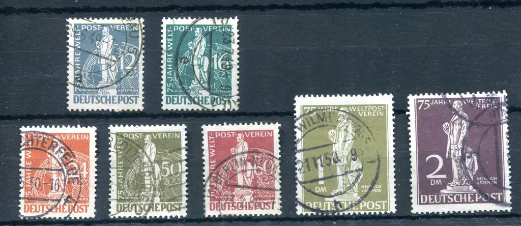 1949 UPU set of 7. Fine used, the 1dm centred low. ... Image 1++
