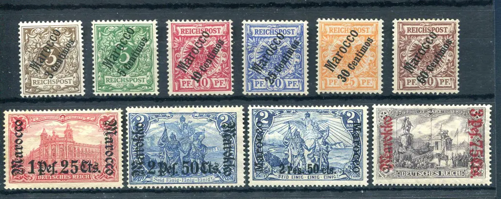 Germany - PO's in Morocco 1899 surcharges on ... Image 1++