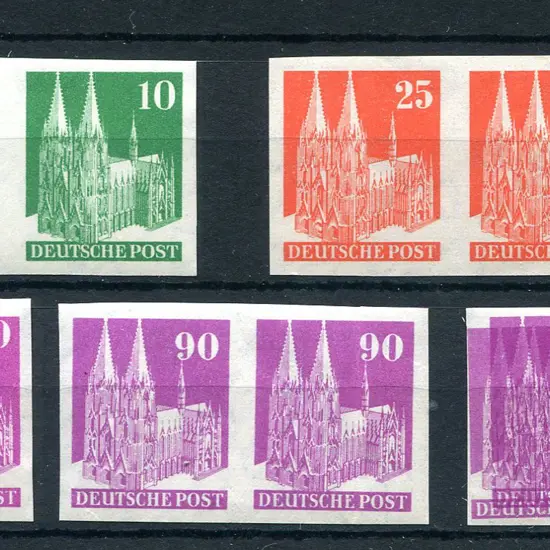 1948 Buildings defins imperf singles with 6pf ...
