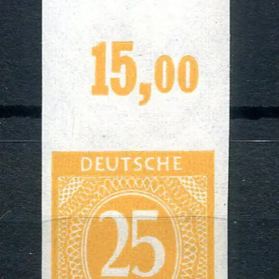 1946 25pf yellow upper marginal imperf single with ...