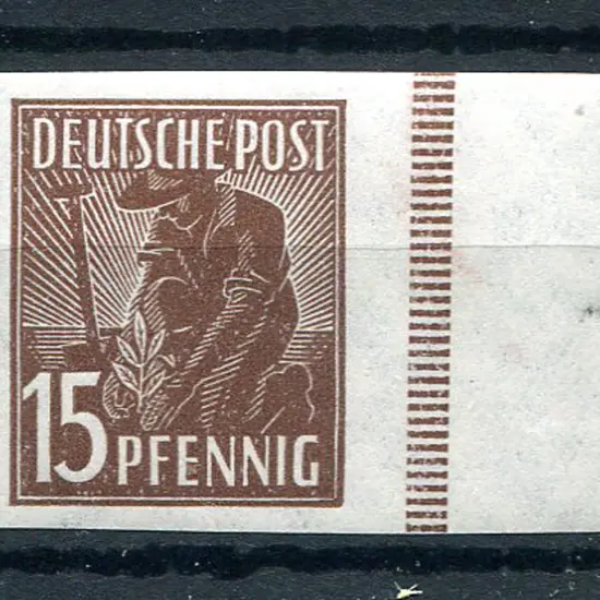 1947 15pf brown defin in right marginal ...