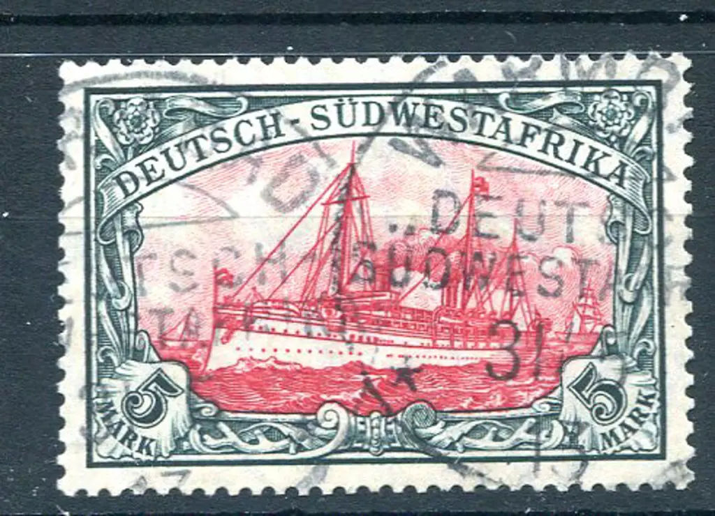 German South West Africa 1906/19 5mk yacht, ... Image 1++