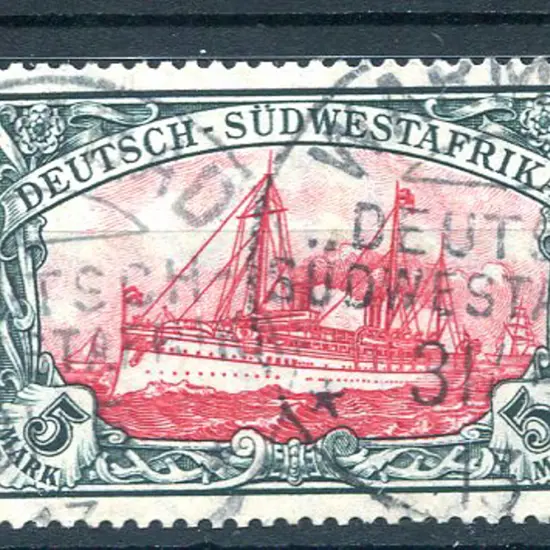 German South West Africa 1906/19 5mk yacht, ...