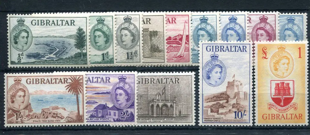 1953/59 QEII pictorials set of 14 to £1. Fine ... Image 1++