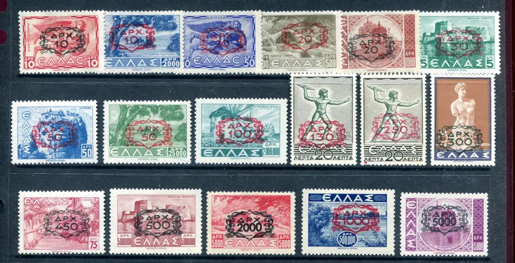 1946/47 Surcharges to 5000d on 15,000d (excl 100d ... Image 1++