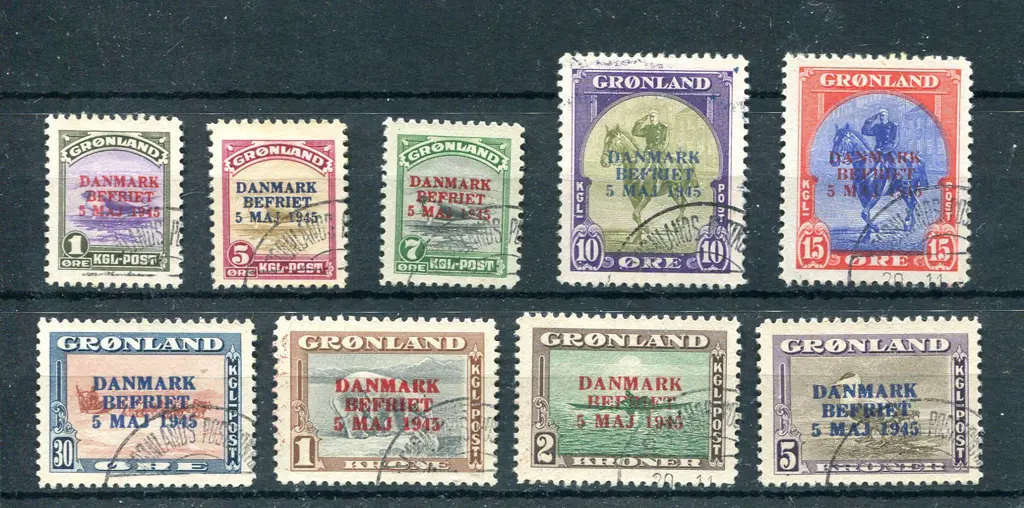 1945 Liberation ovpts set of 9 fine used. SG ... Image 1++