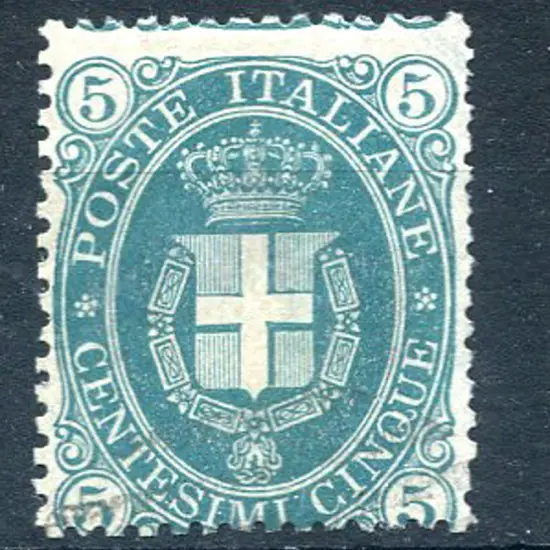 1889 5¢ blue-green Arms. MLH, centred low. SG 38a, ...