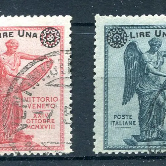 1924 1l "LIRA UNA" surcharges on "Victory" issue. ...