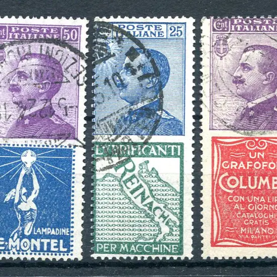 1924/25 issues with attached advertising labels. ...