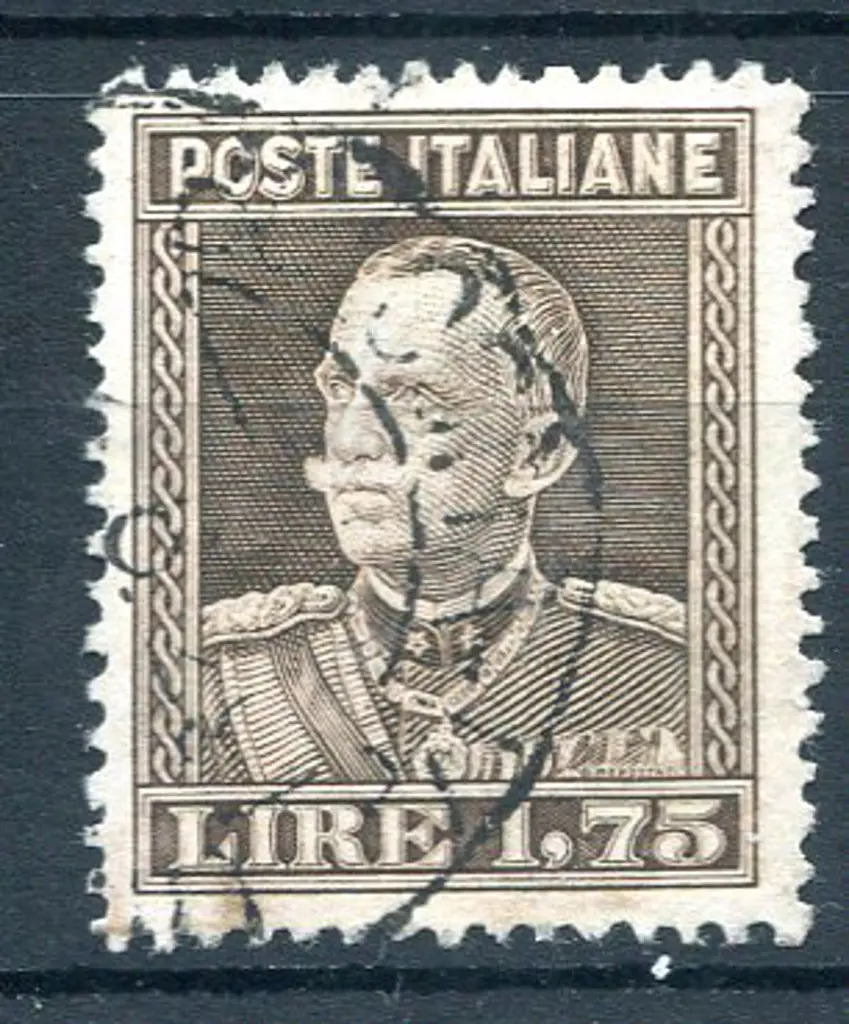 1927/29 1l75 brown Victor Emmanuel, perf. 14. Fine ... Image 1++