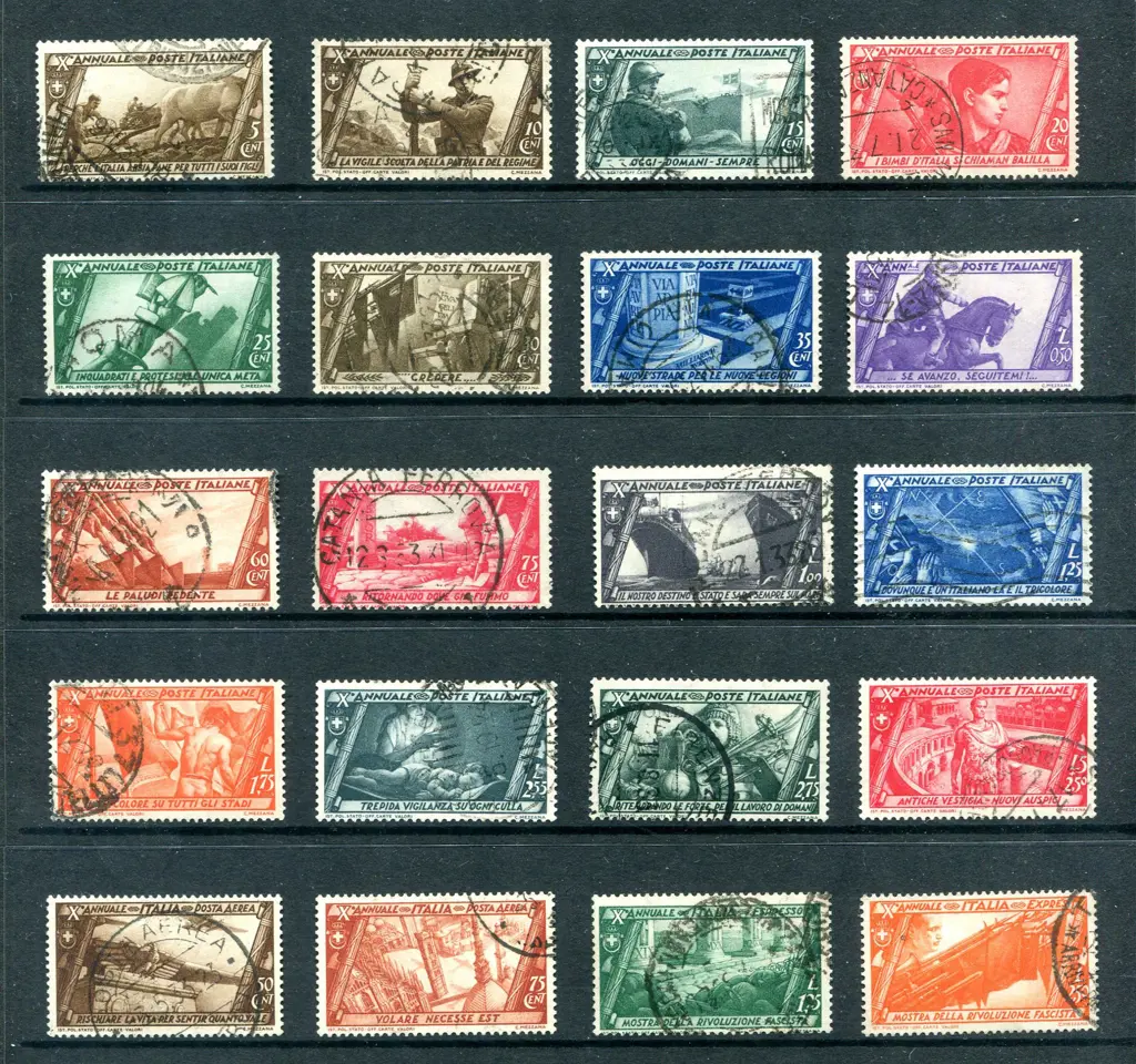 1932 March on Rome 10th Anniv set excl 5l & 2l50. ... Image 1++