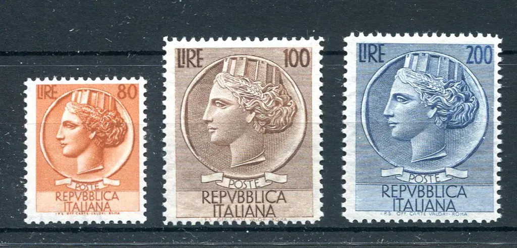1953/54 80l, 100l & 200l Coin defins with winged ... Image 1++