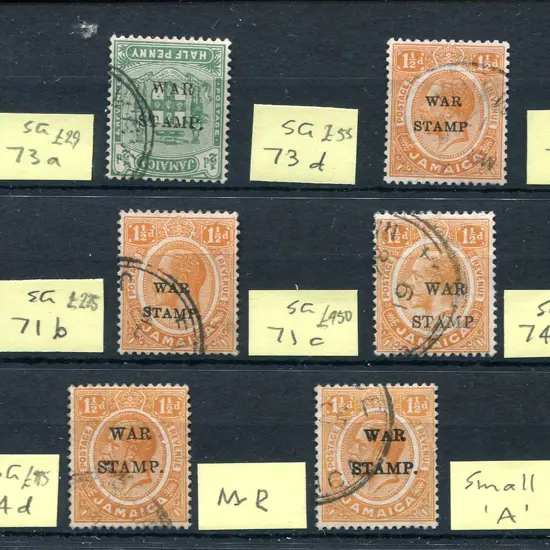 Jamaica 1916 "WAR STAMP" ovpts on ½d (2) & 1½d (8) ...