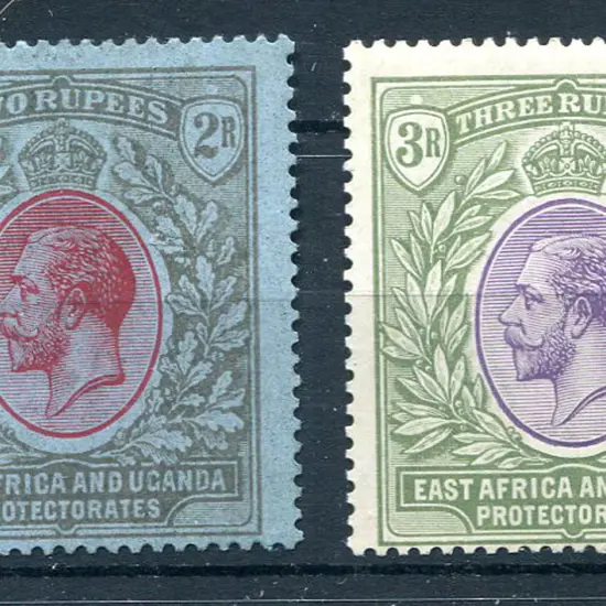 1921 2r red & black/blue & 3r violet & green. MLH, ...