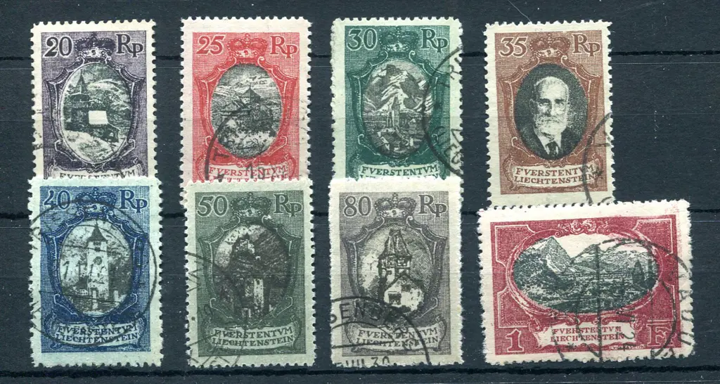 1921 Bicoloured Pictorials set of 8. F/U with neat ... Image 1++