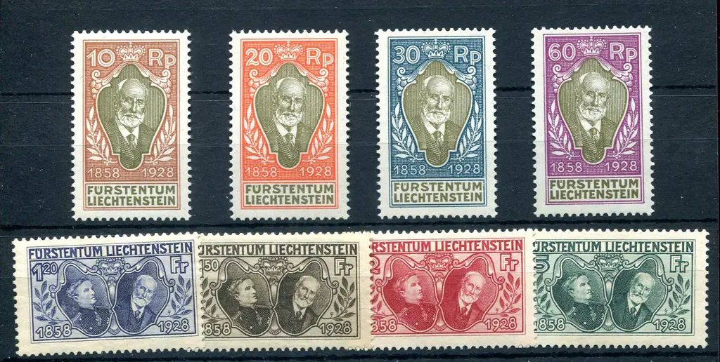 1928 70th Anniversary set of 8 with 4 MUH & 4 MLH. ... Image 1++