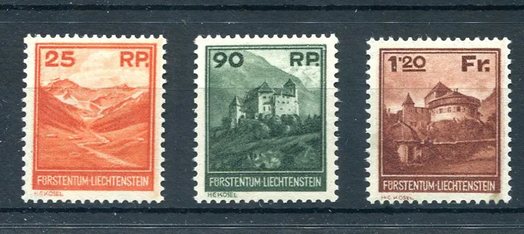 1933 25rp, 90rp & 1f20 scenes. Fine MLH. SG ... Image 1++