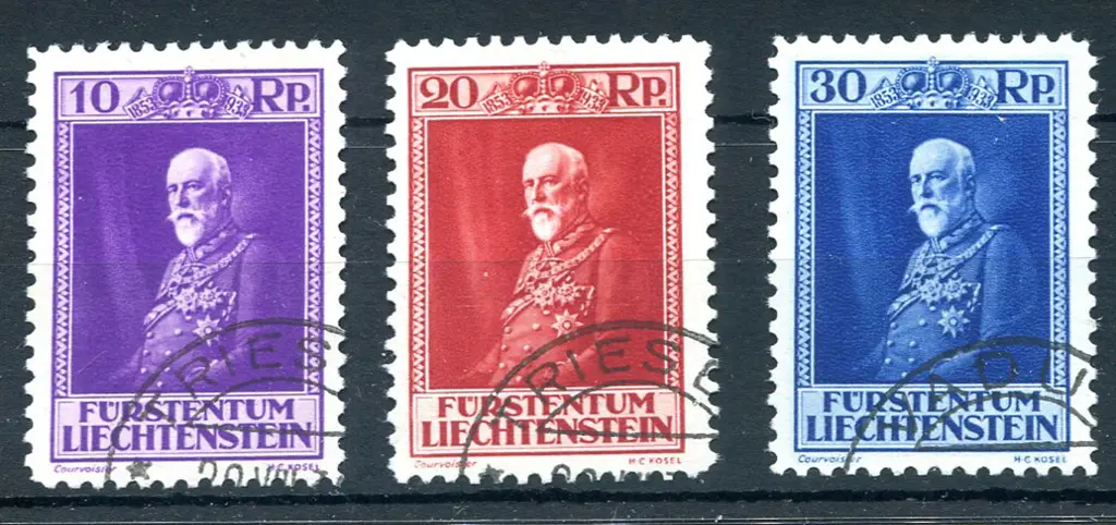 1933 80th B'day of Prince Francis. F/U set of 3. ... Image 1++