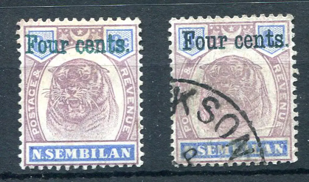 Malaya-Negri Sembilan 1898/1900 "Four Cents" on 8¢ ... Image 1++