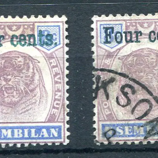 Malaya-Negri Sembilan 1898/1900 "Four Cents" on 8¢ ...
