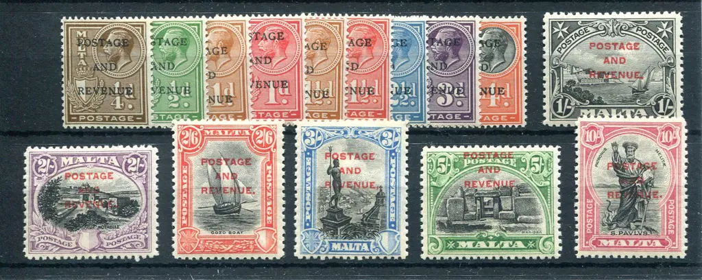 1928 "Postage & Revenue" ovpts to 10/-, missing ... Image 1++