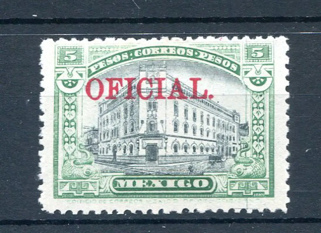 1921/24 5p black & green ovptd "OFFICIAL" in red. ... Image 1++