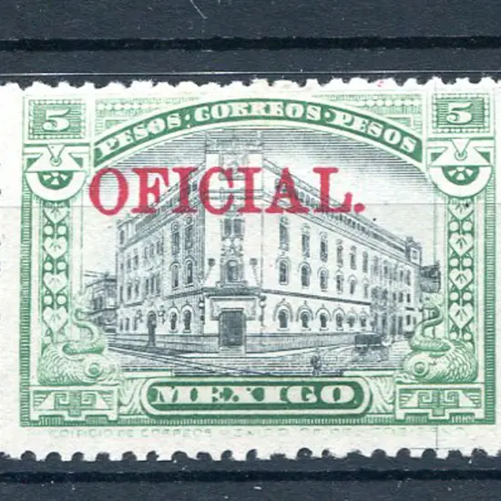 1921/24 5p black & green ovptd "OFFICIAL" in red. ...