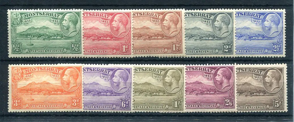 Montserrat 1932 Tercentenary set of 10. MVLH. SG ... Image 1++