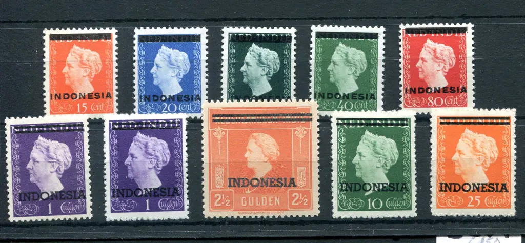 1948/49 "INDONESIA" ovpts glossy to 25g MUH. SG ... Image 1++