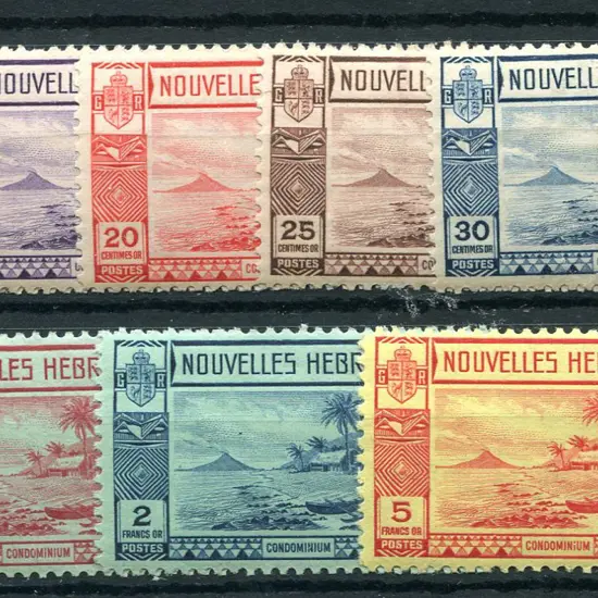 1938 Lopevi Is & Canoe set of 12. Toned gum on 30¢ ...