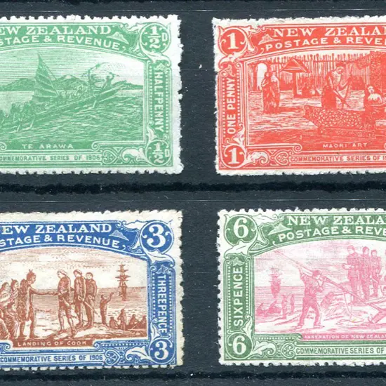 1906 Christchurch Exhibition set of 4. MLH, the 1d ...