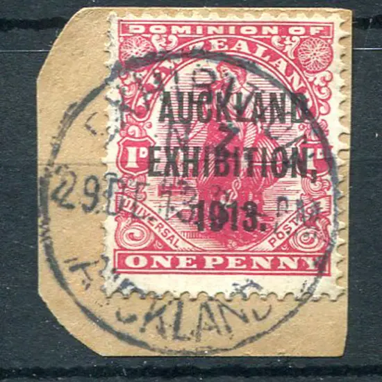 1913 1d rose-carmine Auckland Exhibition on piece ...